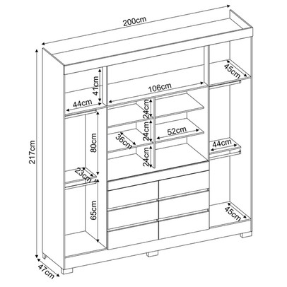 Guarda-Roupa Casal Cádis 4 Portas 6 Gavetas com Espelho Branco - Demóbile
