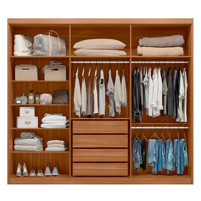 Guarda-Roupa Casal Venice 6 Portas 4 Gavetas 100% Mdf Amêndola Touch/Off White - Demóbile