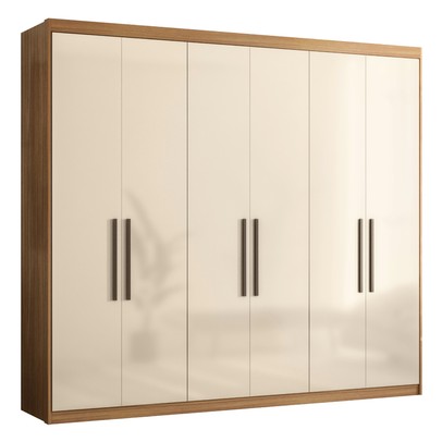 Guarda-Roupa Casal Venice 6 Portas 4 Gavetas 100% Mdf Amêndola Touch/Off White - Demóbile