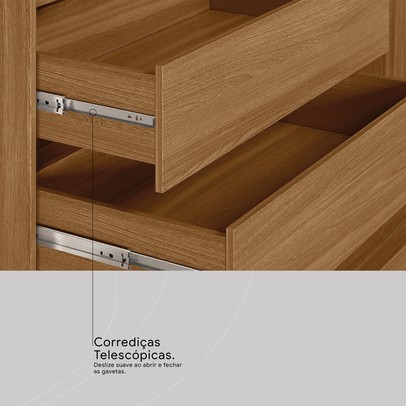 Guarda-Roupa Casal Venice 6 Portas 4 Gavetas 100% Mdf Amêndola Touch/Off White - Demóbile