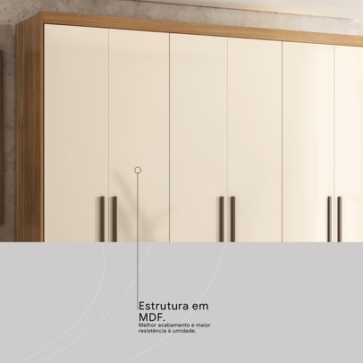 Guarda-Roupa Casal Venice 6 Portas 4 Gavetas 100% Mdf Amêndola Touch/Off White - Demóbile