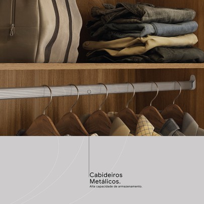 Guarda-Roupa Casal Venice 6 Portas 4 Gavetas 100% Mdf Amêndola Touch/Off White - Demóbile