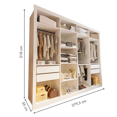 Closet Casal Florença 4 Gavetas Branco - Minastex