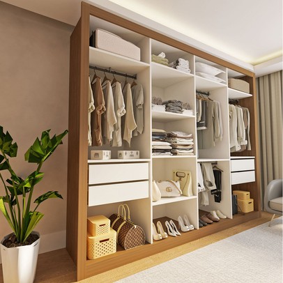 Closet Casal Florença 4 Gavetas Carvalho/Branco - Minastex