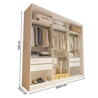 Closet Casal Paris 4 Gavetas Branco - Minastex