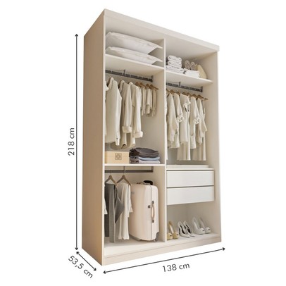 Closet Solteiro Júlia 2 Gavetas Branco - Minastex