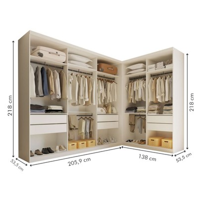 Closet Casal França 6 Gavetas Branco - Minastex