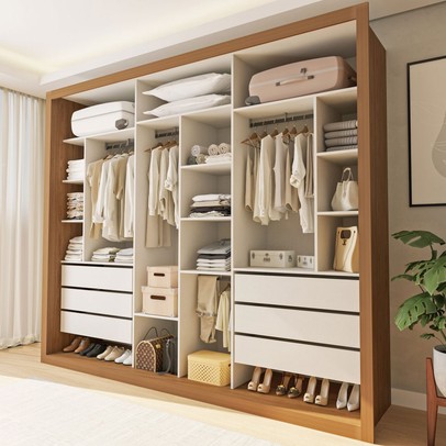 Closet Casal Itália 6 Gavetas Carvalho/Branco - Minastex
