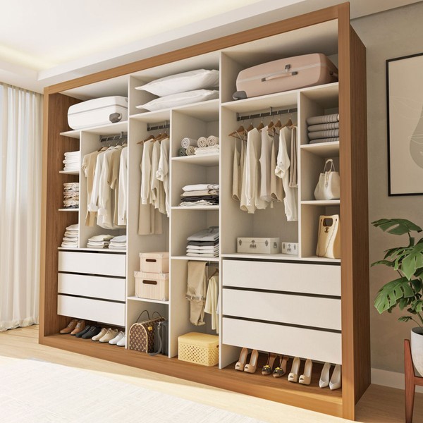 Closet Casal Itália 6 Gavetas Carvalho/Branco - Minastex