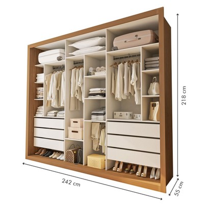 Closet Casal Itália 6 Gavetas Carvalho/Branco - Minastex