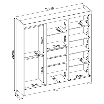 Guarda-Roupa Casal Prático 6 Portas 3 Gavetas Amêndola Touch - Demóbile