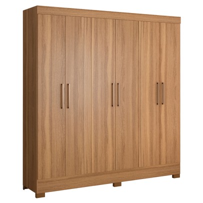 Guarda-Roupa Casal Prático 6 Portas 3 Gavetas Amêndola Touch - Demóbile