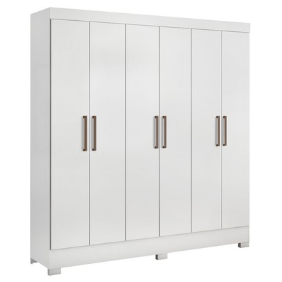 Guarda-Roupa Casal Prático 6 Portas 3 Gavetas Branco - Demóbile