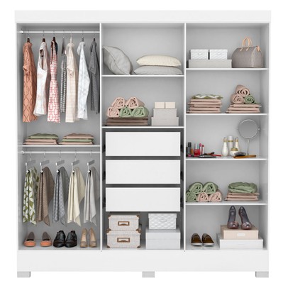 Guarda-Roupa Casal Prático 6 Portas 3 Gavetas Branco - Demóbile