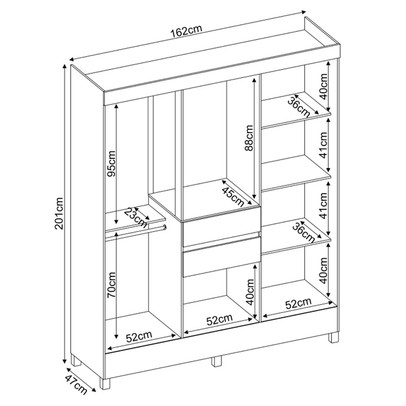 Guarda-Roupa Solteiro Munique 8 Portas 2 Gavetas Amêndola Touch - Demóbile
