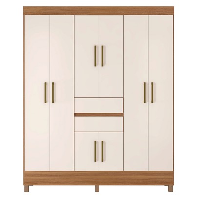 Guarda-Roupa Solteiro Munique 8 Portas 2 Gavetas Amêndola Touch/Off White - Demóbile