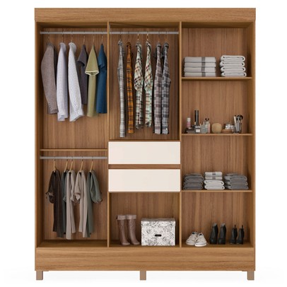 Guarda-Roupa Solteiro Munique 8 Portas 2 Gavetas Amêndola Touch/Off White - Demóbile