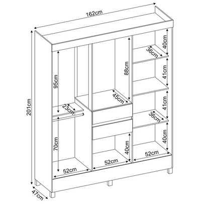 Guarda-Roupa Solteiro Munique 8 Portas 2 Gavetas Branco - Demóbile