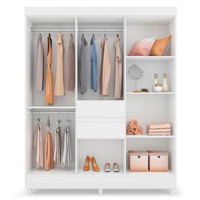 Guarda-Roupa Solteiro Munique 8 Portas 2 Gavetas Branco - Demóbile