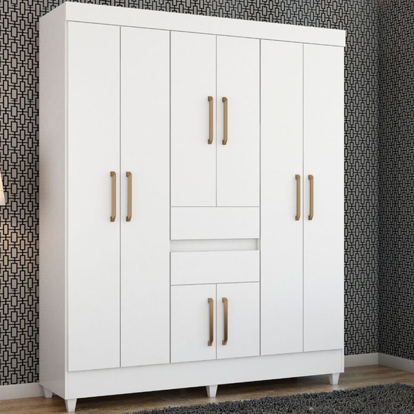 Guarda-Roupa Solteiro Munique 8 Portas 2 Gavetas Branco - Demóbile