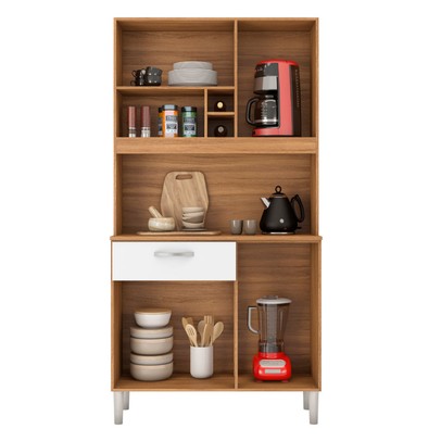 Armário de Cozinha Malta 4 Portas 1 Gaveta Amêndola Touch/Branco - Demóbile