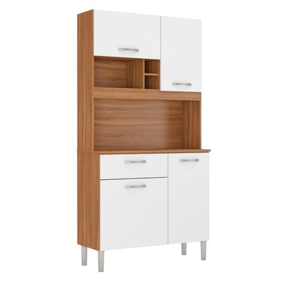 Armário de Cozinha Malta 4 Portas 1 Gaveta Amêndola Touch/Branco - Demóbile