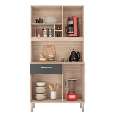 Armário de Cozinha Malta 4 Portas 1 Gaveta Avena Touch/Grafito - Demóbile