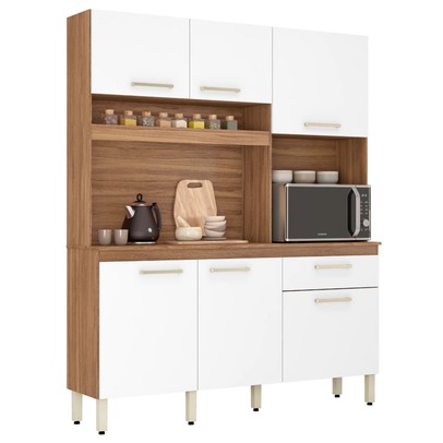Cozinha Compacta álamo 6 Portas 1 Gaveta Amêndola Touch/Branco - Demóbile