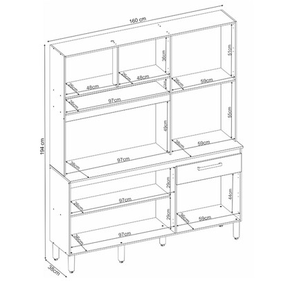 Cozinha Compacta álamo 6 Portas 1 Gaveta Amêndola Touch/Branco - Demóbile