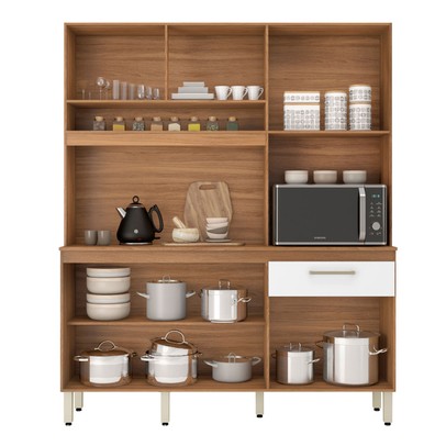 Cozinha Compacta álamo 6 Portas 1 Gaveta Amêndola Touch/Branco - Demóbile