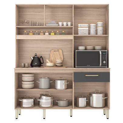 Cozinha Compacta álamo 6 Portas 1 Gaveta Avena Touch/Grafito - Demóbile