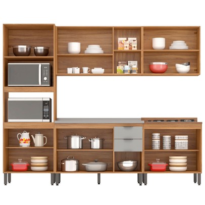 Cozinha Completa Firenze 14 Portas 2 Gavetas Amêndola Touch/Nude Prime Tx - Demóbile