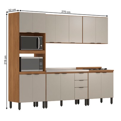 Cozinha Completa Firenze 14 Portas 2 Gavetas Amêndola Touch/Nude Prime Tx - Demóbile