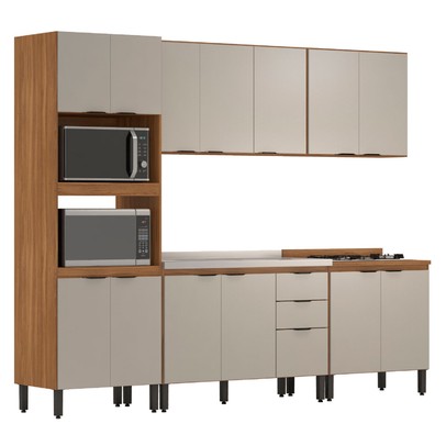 Cozinha Completa Firenze 14 Portas 2 Gavetas Amêndola Touch/Nude Prime Tx - Demóbile