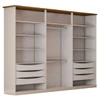 Guarda-Roupa Casal Rio com Espelho 6 Portas 6 Gavetas Off White/Nature - Panorama Móveis