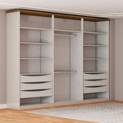 Guarda-Roupa Casal Rio com Espelho 6 Portas 6 Gavetas Off White/Nature - Panorama Móveis