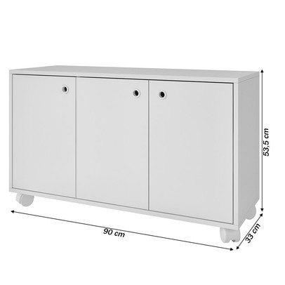 Armário para Escritório 3 Portas 1 Prateleira Branco Bho 54 - Brv