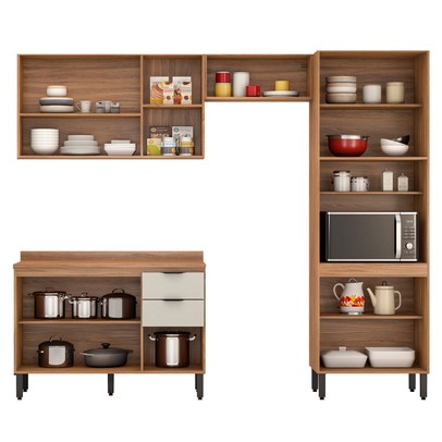 Cozinha Completa Firenze 11 Portas 2 Gavetas Amêndola Touch/Nude Prime Tx - Demóbile