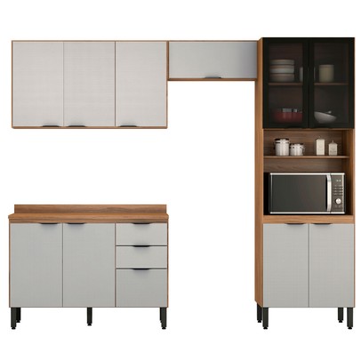 Cozinha Completa Firenze 11 Portas 2 Gavetas Amêndola Touch/Nude Prime Tx - Demóbile