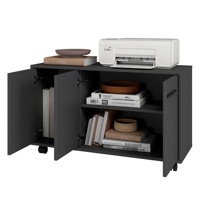 Armário para Escritório 3 Portas 1 Prateleira Preto Bho 70 - Brv