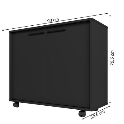 Armário para Escritório 2 Portas 2 Prateleiras Preto Bho 74 - Brv