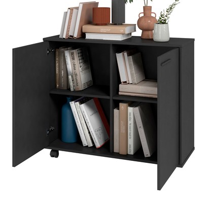 Armário para Escritório 2 Portas 2 Prateleiras Preto Bho 74 - Brv