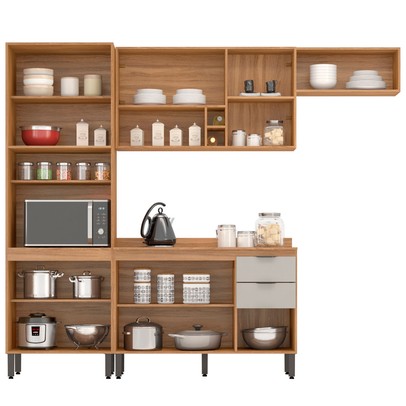 Cozinha Completa Firenze 10 Portas 2 Gavetas Amêndola Touch/Nude Prime Tx - Demóbile