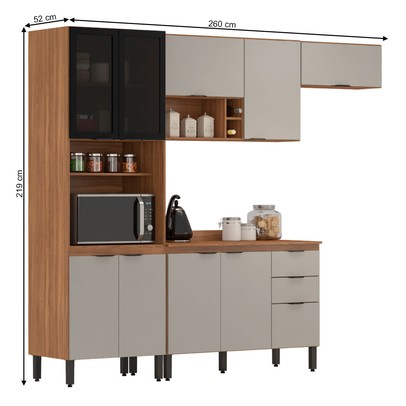 Cozinha Completa Firenze 10 Portas 2 Gavetas Amêndola Touch/Nude Prime Tx - Demóbile