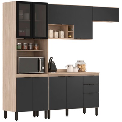 Cozinha Completa Firenze 10 Portas 2 Gavetas Avena Touch/Grafito - Demóbile