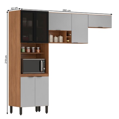 Cozinha Compacta Firenze 7 Portas Amêndola Touch/Nude Prime Tx - Demóbile