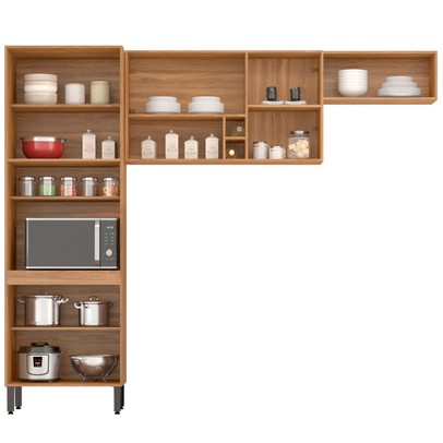 Cozinha Compacta Firenze 7 Portas Amêndola Touch/Nude Prime Tx - Demóbile