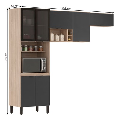 Cozinha Compacta Firenze 7 Portas Avena Touch/Grafito - Demóbile