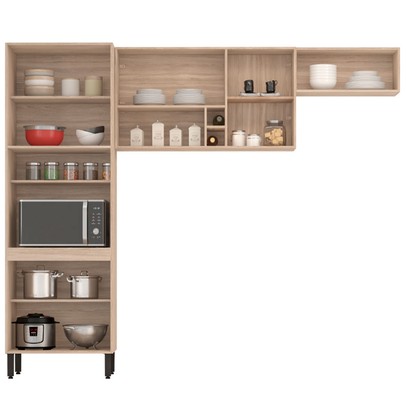 Cozinha Compacta Firenze 7 Portas Avena Touch/Grafito - Demóbile