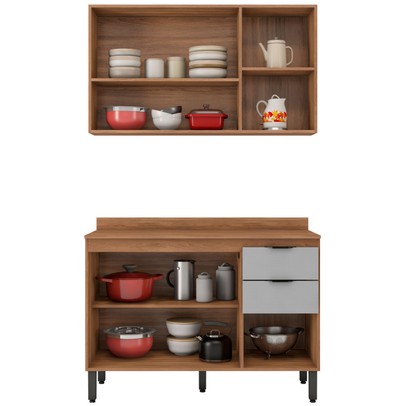 Cozinha Compacta Firenze 6 Portas 2 Gavetas Amêndola Touch/Nude Prime Tx - Demóbile